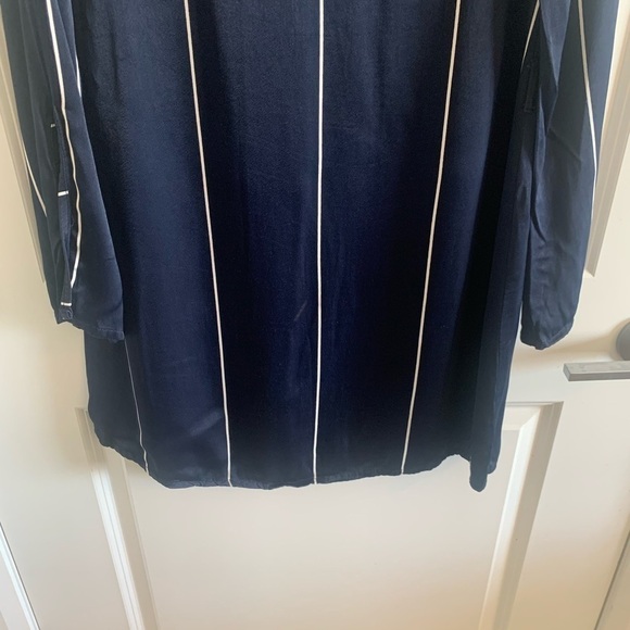 Faithfull the Brand Blue Striped Mini Dress Slip Satin V-back Size 4 - Picture 3 of 14